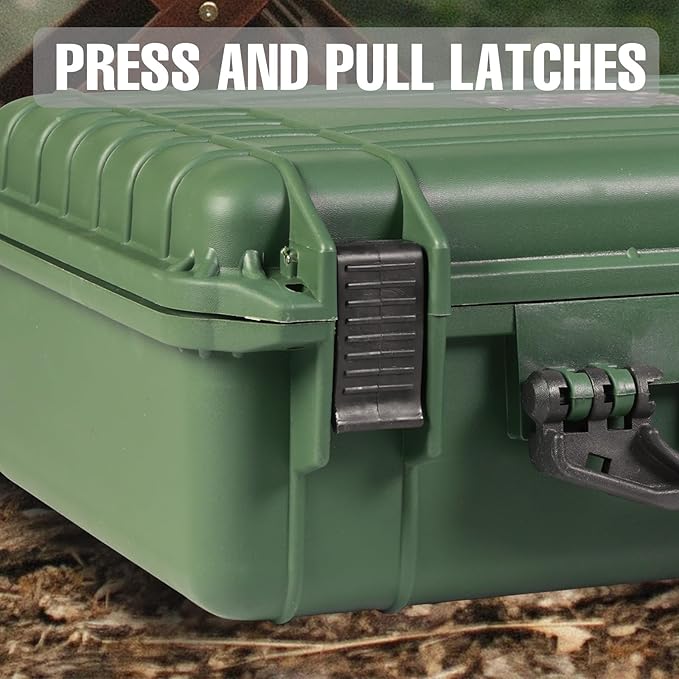 18x 13.8x 8 Inch Hard Case, Portable Weather Waterproof Protective Camera Case with Customizable Foam, Fit Use of Drones, Camera, Equipments Green