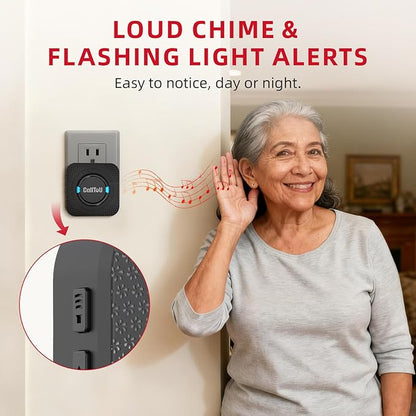 CallToU Caregiver Call Button Wireless Call Bell Alert Button for Seniors/Patients Call Light System for Elderly Home 2 Plugin Receiver 4 Waterproof Transmitter