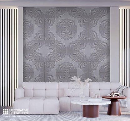 From Plain To Beautiful In Hours 9002 Arc Swell PVC 12 in x 12 in Peel and Stick Wall Panels (Covers / 10 sq.ft), Milky Grey, 10 Piece