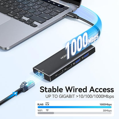 USB C Hub Multiport Adapter, 10-in-1 Laptop USB C Docking Station for Dell/HP Laptop, Type C Dock to 4K HDMI,Ethernet,100W PD,3USB 3.0, 2USB 2.0, SD/TF, Thunderbolt Dock for MacBook, Surface, Lenovo