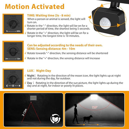 YANYCN 2 Pack 100W LED Motion Sensor Flood Light,Dusk to Dawn,IP66 Waterproof, 11800 Lumens, 5000K Daylight White, Super Bright Security Light for Garage, Front Porch, Barn