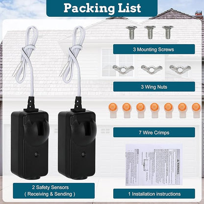 2025 Upgrade 41A5034 Safety Sensor Kit Compatible with Liftmaster Chamberlain Sears Craftsman Garage Door Opener Made After 1997, Replace G801CB-P (10 Years Warranty)