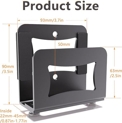 Adjustable Small Device Wall Mount Holder for Apple TV,ROKU,Router,Cable Box,Fire TV,Modem and Other Media Players, Universal Metal Bracket with Adhesive Tape & Screws Fits for 0.9"-1.8" Thick Devices