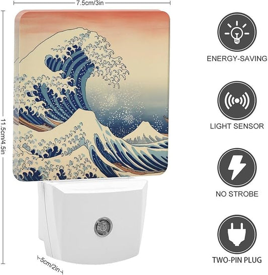 YKJAHSD Ocean Waves Night Light, Plug into Wall Decor Nightlights for Bedroom, Bathroom, Hallway, Kitchen, with Dusk to Dawn Light Auto Sensors LED Night Lights for Boys Girls Women Men Room Gifts