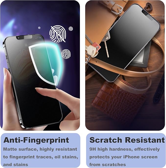Matte Privacy Screen Protector for iPhone 14/iPhone 13Pro /13 Screen Protector Privacy Glass Anti-Glare,Anti-Spy Tempered Glass Film,Smooth and Responsive Touch Anti-Scratch