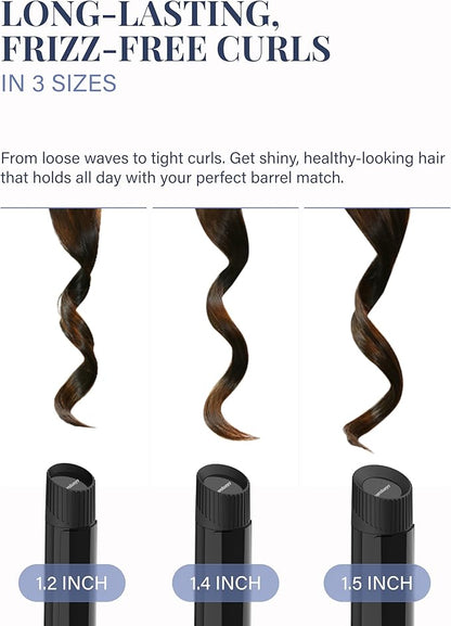 GLAMPALM Professional Curling Iron 1.4" - Long Barrel Ceramic Hair Curler for Women, Korea's No.1 Salon Hot Tool, 5 Temps & 30s Heat-up, 3D Swivel Cord & Dual Voltage, Black (GP628) (1.4")