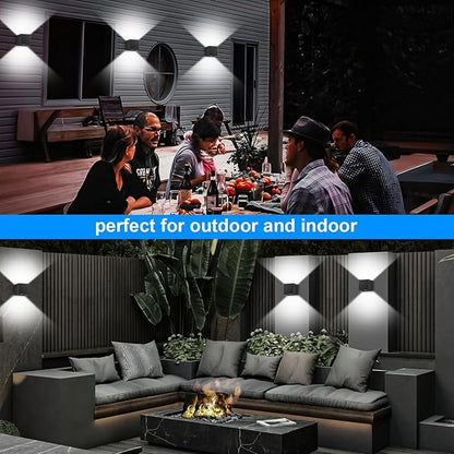 ledmo LED Up and Down Outdoor Wall Lights 20W Anti-Rust Adjustable Modern Wall Sconces Exterior Light Fixture Waterproof 6000K Black Porch Lighting for Patio Yard Garage Wall Mount Lighting 2 Pack