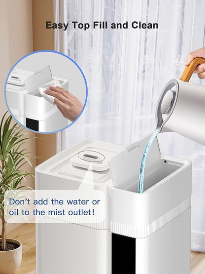 Zeova 13L/3.4Gal Humidifiers for Bedroom, Ultrasonic Warm & Cool Mist Humidifier Large Room, Covers 800ft², 72H Runtime, 24H Timer, 3 Mist Modes Top Fill Quiet Humidifiers for Home, Office, White