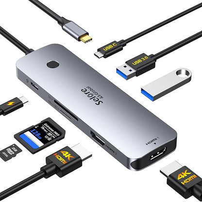 Selore USB C Docking Station Dual HDMI Monitor, USB C to Dual HDMI Adapter with 4K@60Hz HDMI, 100W PD, SD/TF, USB A&C 3.0 Ports, Laptop Docking Station for Dell XPS/HP/Lenovo/Surface/Yoga etc