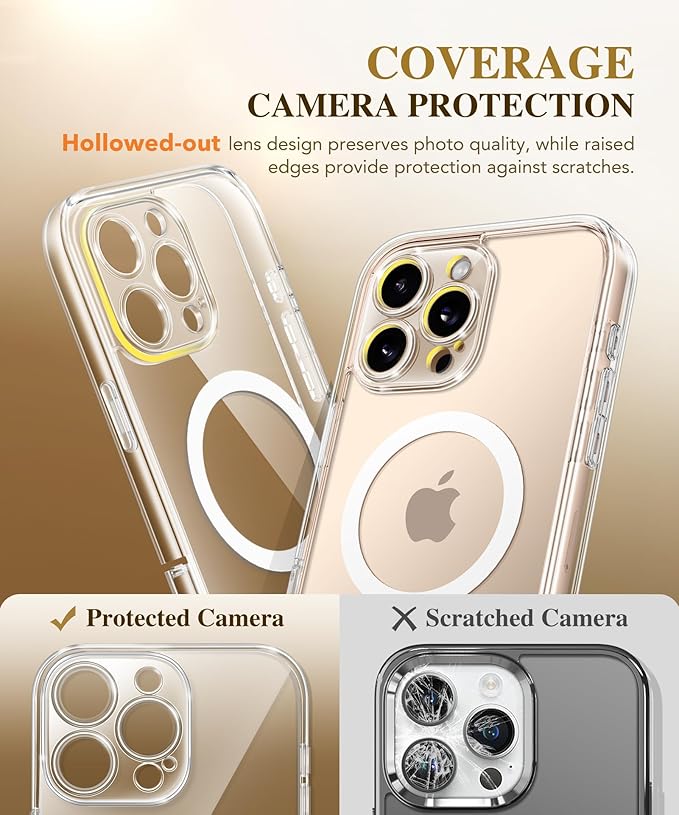 BERFY Magnetic for iPhone 16 Pro Case, Compatible with Magsafe, Built-in 9H Tempered Glass Screen Protector & Upgraded Camera Protection, Full-Body Shockproof Phone Case for 16 Pro 6.3", Clear