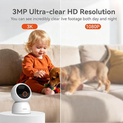 xpai Indoor Camera Wireless, 3K Indoor Camera No Subscription,360° Motion Detection Room Cameras for Google TV, 5G Wireless Cameras with 2-Way Audio, Security Cameras for Baby and Pet