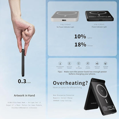 Wireless Charger 5 in 1 Magnetic Charging Station Stand with Portable Power Bank for Apple/Samsung Multiple Devices for Apple Watch 10-2,iPhone 16 15-12 Pro Max/Samsung Galaxy S25 Ultra S24-S8
