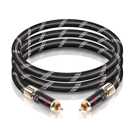 SKW Audiophiles Subwoofer Lock RCA Cable RCA to RCA Multiple Shield with Ultra-high Purity Copper Digital Coaxial Cable for HiFi Systems 9.8ft/3m