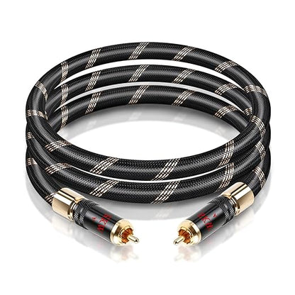 SKW Audiophiles Subwoofer Lock RCA Cable RCA to RCA Multiple Shield with Ultra-high Purity Copper Digital Coaxial Cable for HiFi Systems 4.9ft/1.5m
