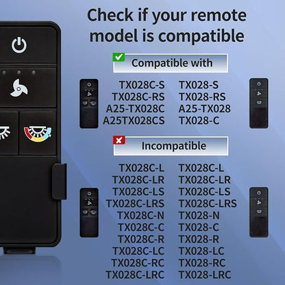 TX028C-S Ceiling Fan Remote Control for Hampton Bay - 3 Speed, Light Dimmer Compatible with TX028C-S, A25-TX028C, A25TX028CS