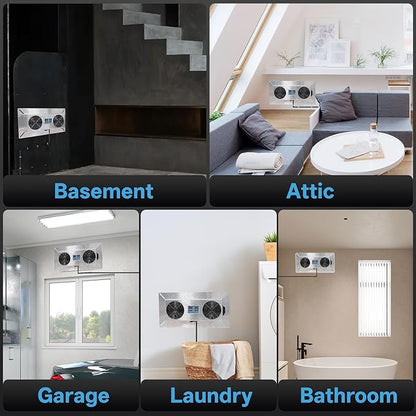 240 CFM Crawlspace Vent Fan, With Thermostat,Humidistat, Crawlspace Fans, For Moisture Reduction, Radon Mitigation, Freeze Protection , Ideal for Basement, Attic, Crawl Space Fan Vent(Natural color)