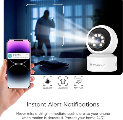 VSTARCAM WiFi Camera Indoor Wireless, 1080P with 5X Zomm, 360° Pan-Tilt, Color Night Vision, Motion Detection, Real-time Alerts, 2-Way Audio, Works with Alexa, Cloud & SD Card Storage(up to 256GB)