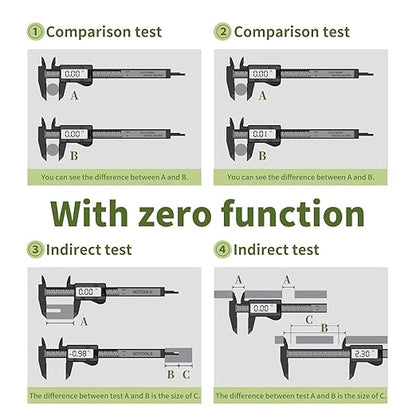 SCITOOLS Digital Caliper 0-8" Measuring Tool with Metal Ruler, Micrometer Caliper with Auto-Off Feature, Interchangeable Between inches and millimeters for DIY/Household and 3D Printing, Black