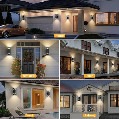 Zinola Dusk to Dawn Outdoor Lighting 2 Pack, Modern Outdoor Wall Lights Black Exterior Lighting Fixtures Wall Mount with E26 Base, Waterproof Sconce Outside Lights for House Porch, Bulbs Included
