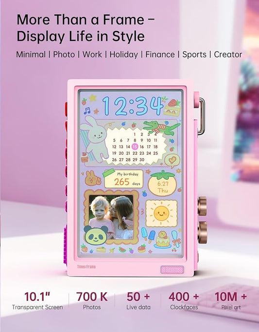 Divoom Times Frame-10.1" WiFi Digital Picture Frame with 64GB, Free App with No Subscription Fees, Supports Uploading Photos/Videos/Calendars/Weather/Sports Scores and Various AI DIY Content