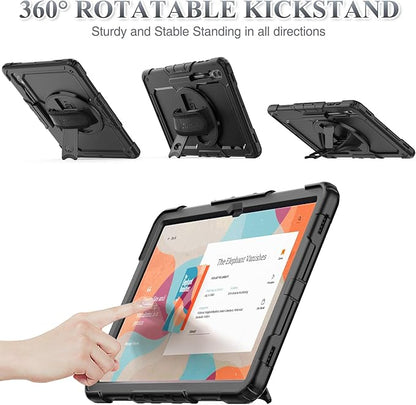SEYMAC stock Case for Samsung Galaxy Tab S10 Ultra / S9 Ultra Tablet Case 14.6'' with Screen Protector, Pencil Holder, 360 Rotate Stand, Hand Strap, Shoulder Strap, Black1