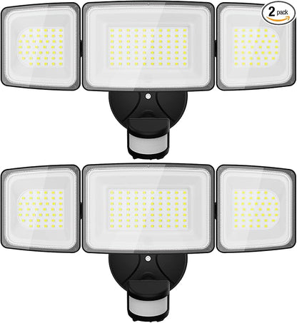 Onforu 2 Pack 100W LED Security Lights Motion Sensor Outdoor, 9000LM Super Bright Flood Light Motion Detector, IP65 Waterproof Exterior Floodlight, 6000K Hardwired Wall Light (Black)
