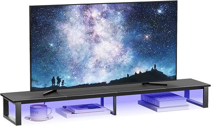aboxoo 47" TV Riser with Light for 32-60 inch TV, TV Riser Stand Shelf, Tabletop TV Stand Riser, Computer Monitor Table for Home Living Room, Study Office (Black)