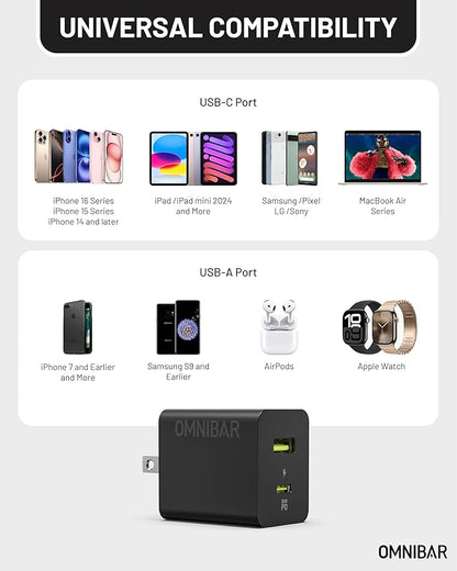 35W USB C Charger with 60W Type C Cable,2 Ports GaN Fast Wall Charger Block,PD3.0 PPS USB-C Power Adapter for iPhone 16/15/14, Galaxy S24//Note 20, Pixel 8 Pro/8/7, iPad/iPad Mini,MacBook Air and More