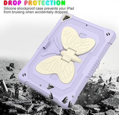 BLOSOMEET Lavender Purple Case for iPad 10.2 Inch with Tempered Glass Screen Protector,iPad 9th/8th/7th Gen Cover with Stand Pencil Holder & Shoulder Strap for Women