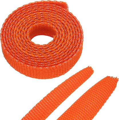 MECCANIXITY Braided Cable Sleeves Heat Shrinkable Fabric Sleeving, 1/4" 3ft Orange 2:1 Ratio Heat Shrinkable Cord Protector for Harness Cable, Network Cable Protection, Cable Management