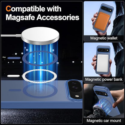 Magnetic for Google Pixel 9/Pixel 9 Pro Case, [Military Grade Drop Protection] [Compatible with MagSafe] Shockproof Slim Translucent Matte Anti-Slip for Women Girls Men Case, Blue