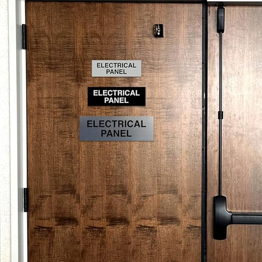 All Quality Basic Electrical Panel Sign - Fire Regulation Safety Compliance Sign - Ivory/Dark Brown - Small (1 Pack)