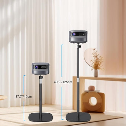 Hocoder Projector Stand Floor Projector Mount Stand 1/4 Screw with Heavy Base, Adjustable Height 33"-50",Arbitrary Angle Adjustment, for Living Room, Courtyard, Bedroom