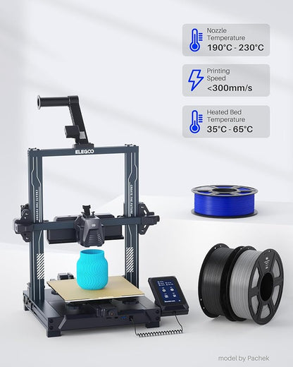 ELEGOO PLA Filament 1.75mm White 2KG, 3D Printer Filament Dimensional Accuracy +/- 0.02mm, 2pcs 1kg Spool(2.2lbs) Fit Most FDM 3D Printers