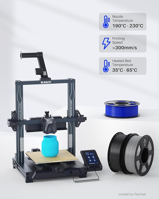 ELEGOO PLA Filament 1.75mm Black & White 2KG, 3D Printer Filament Dimensional Accuracy +/- 0.02mm, 2pcs 1kg Spool(2.2lbs) Fit Most FDM 3D Printers