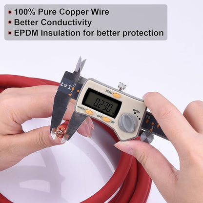 Shirbly 4 Gauge Battery Cable, 5FT Red + 5FT Black 4 AWG Pure Copper Wire Welding Cable, for Automotive, Battery, Solar and Generator, Standard USA OFC Wire