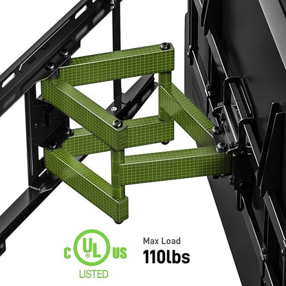 USX Mount UL Listed TV Wall Mount for 42"-85" TVS, Fits 16" 18" or 24" Studs, Full Motion TV Mount Swivel Tilt Extension TV Bracket with Dual Articulating Arms, Max VESA 600x400mm, Load 110lbs