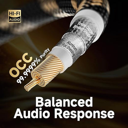 TODN HiFi Digital Coaxial Audio Cable for Audiophile 75-Ohm SPDIF Coax with O-C-C Core, Dual Shielded, 24K Gold-Plated Plug (3ft /1m)