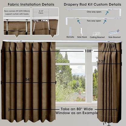 SmartWings Automatic Curtain Opener with Drapery, Motorized Vertical Blinds with Remote, Electric Closet Doors Sliding Panels Compatible with Alexa Google Homekit, 93% Blackout Brown Orange