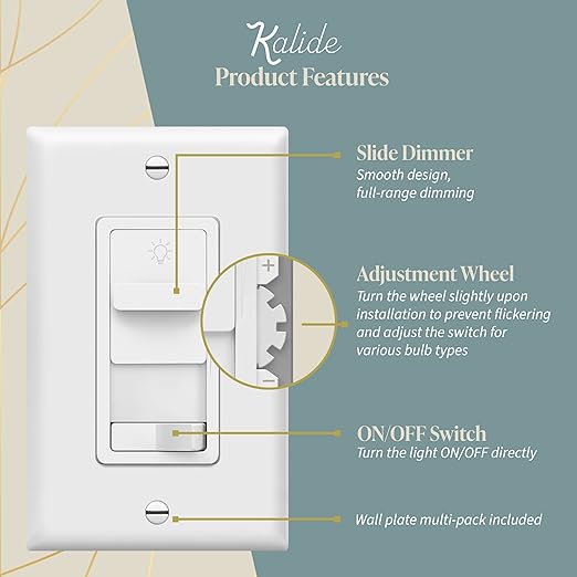 TOPGREENER Paddle Dimmer Switch for 200W Dimmable LED/CFL Lights, 3-Way/Single Pole with LED Slide Dimmer, Neutral Wire Not Required, Wall Plate Included, TGSDS3-W, White, 2 Pack