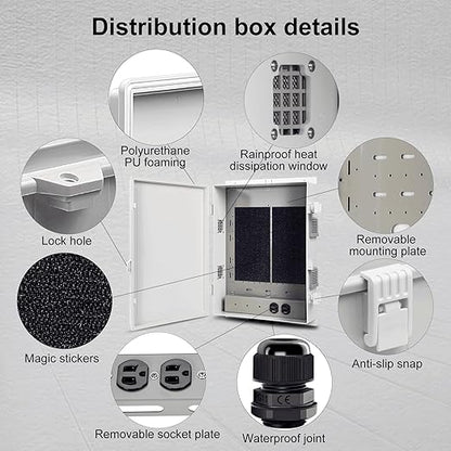 Namunanee Outdoor Electrical Junction Box with High Power Outlet, ABS Water Resistant Enclosure with Internal Mounting Panel & Hinged Cover. (18.1" H* 12.6" L* 4.3" W & Outlet)