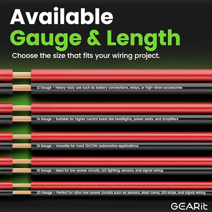 GEARit 18 Gauge Wire - 500ft Black/Red - 2 Conductor CCA for Car Audio, Speaker, Trailer, Electrical - 500ft Total 18ga awg