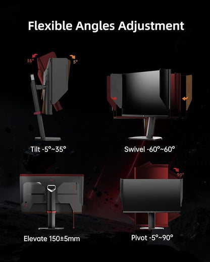 KTC 27M1 27 Inch Gaming Monitor, 1440P Monitor with Speakers Built in, 210Hz Monitors with Shielding Hood, Fast IPS, Adaptive Sync, 130%sRGB, 1MS(MPRT), VESA Mount, Tilt/Swivel/Pivot/Height Adjustment