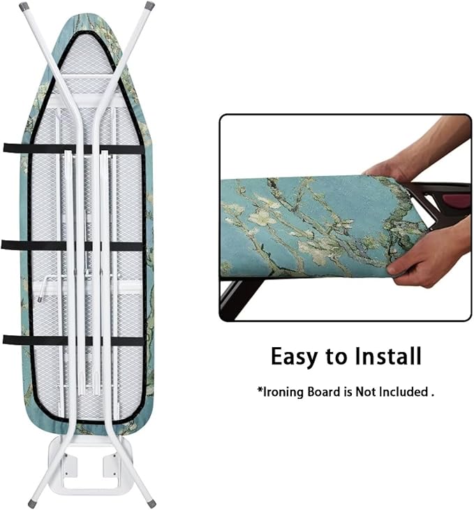 ZCFYGDX William Morris Prints Ironing Board Cover 3 Nylon Buckle Fastening Easy to Install Iron Decor Covers Standard with Elastic Edge Scorch Resistant Protective Covers for Iron Board 14x45 Inch