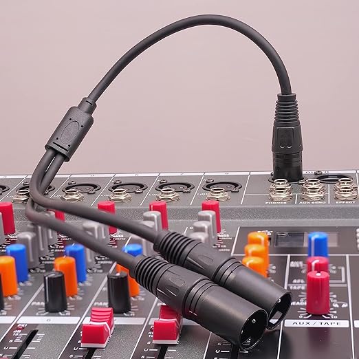 2 Pack XLR Splitter Cable,1 Female to 2 Male,5 FT Stereo Mic to L&R Audio Y-Splitter Cable