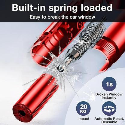 MOTORBUDDY Car Window Breaker Tool, 2-in-1 Window Breaker Seatbelt Cutter, Emergency Glass Breaker Keychain and Auto Escape Tool，Car Accessories