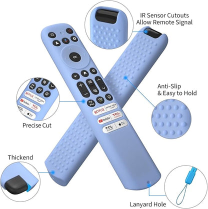 Hi Color Silicone Cover for TCL RC813 FMB1/RC923/RC902V Remote Protective Case Sleeve for TCL Smart TV Remote RC813 FMB1 Case Cover(Glow Blue)