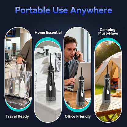 Water flossers for Teeth Pick, Portable Oral Irrigator Dental with 4 Modes 5 Jet Tips, IPX7 Rechargeable Water Tooth Flosser for Braces Sensitive Gum Care，300ml Tank for Home Travel Use
