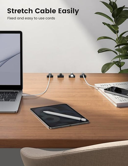 10Pack [Spring Fixed] Cord Holder Clips, Cord Organizer for Desk - Lamicall Adjustable Clips Cable Management, Phone Charger Cord Holder, Wall Car Desktop Nightstand Wire Cord Organizer
