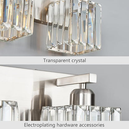 FDPBY Modern Vanity Light 6-Lights Brushed Nickel Vanity Light Crystal Bathroom Wall Light Bathroom Light Fixtures